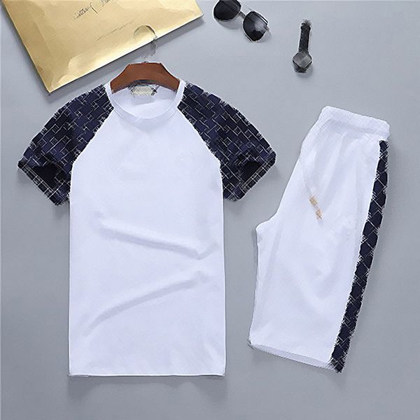 

mens tracksuit contrast stitching two pieces short sleeve sportswear basketball loose casual outfit sport set fitness shortsm-3xl, Gray