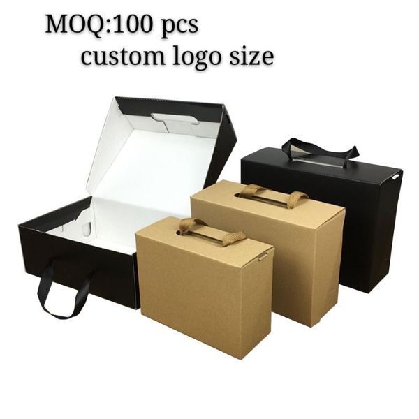 

gift wrap 10pcs shoes box friendly kraft paper black yellow foldable custom logo carton packaging suitable for clothes