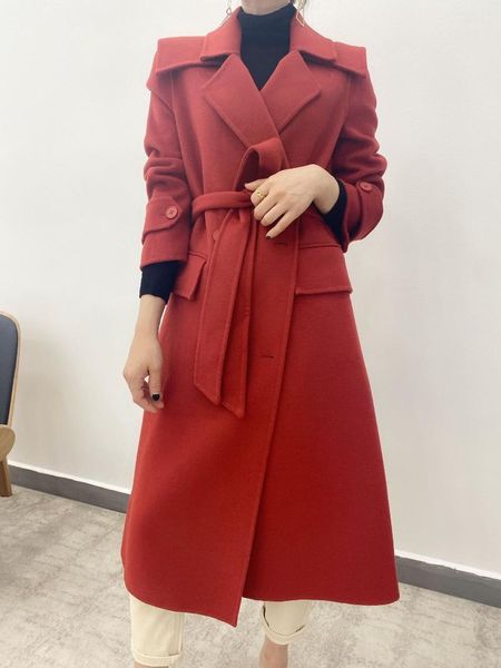 

women's wool & blends winter double-sided coat hepburn loose woolen for women coats and jackets belted fall 2021 slim, Black