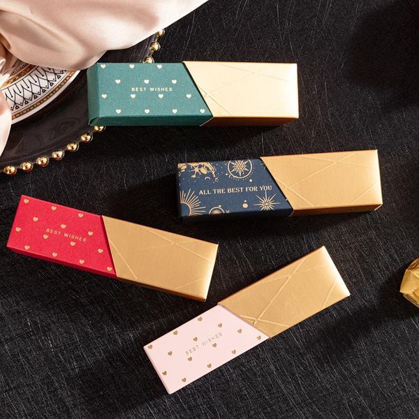 

gift wrap 20pcs/lot bronzing candy box chocolate boxes wedding bonbon lipstick modeling rectangular present birthday party