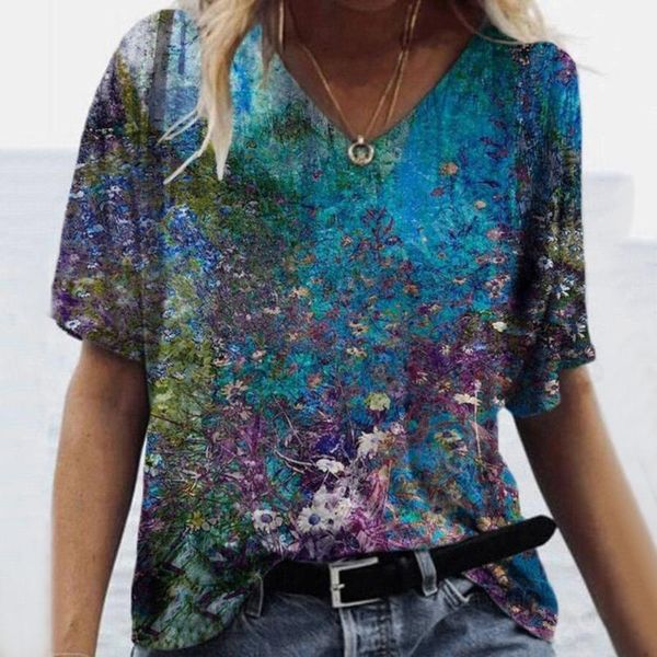 

women's t-shirt butterfly floral painting t shirt women 3d printing aesthetic short sleeve casual summer tshirt for poleras mujer, White