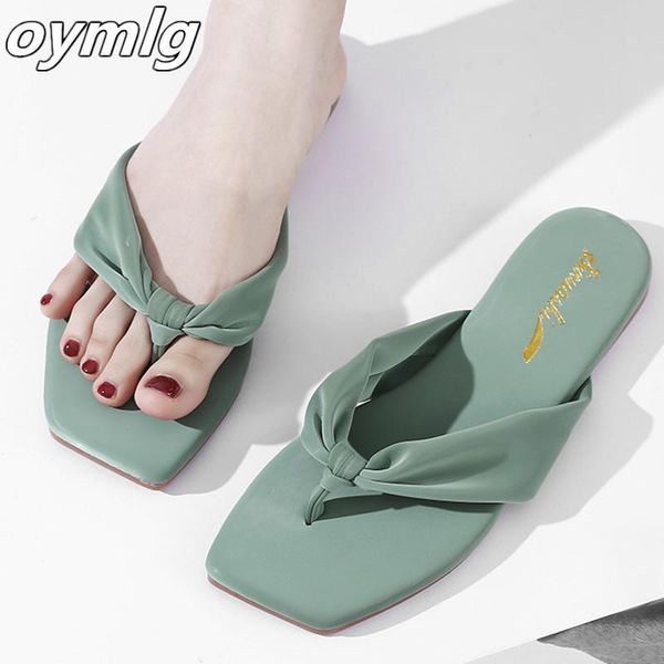 

slippers elegant leather women flat shoes ladies pink flip flops comfortable weave outdoor slides 2021 summer woman sandals, Black
