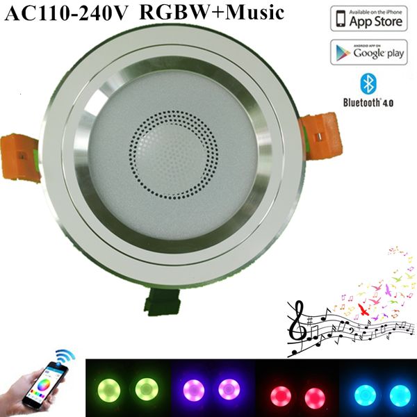 

2021 new kinlams 14 w rgbw inteligente bluetooth led downlight teto dimmable levou de luz 100-240 v smd5050 rgb + controle app para baixo 7h