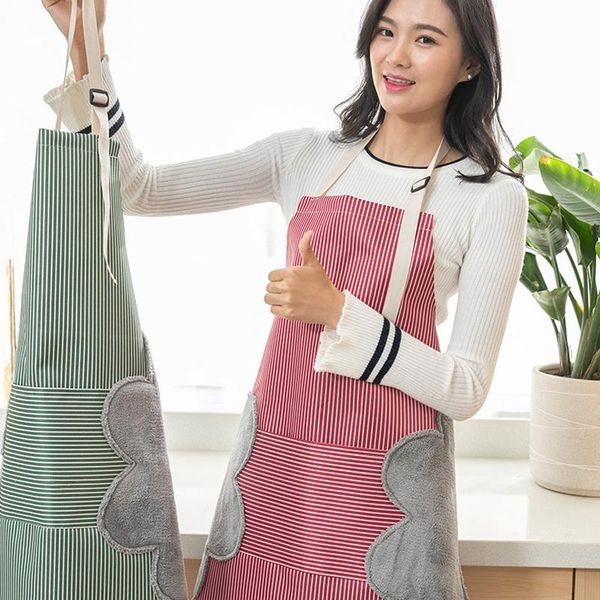 

kitchen waterproof apron neck hanging with hand wiping towel oil-proof home kitchen apron fping
