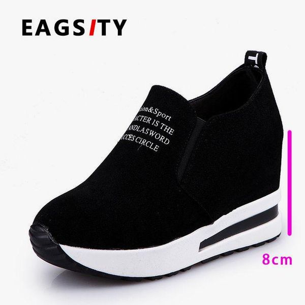 

dress shoes eagsity suede height increasing women wedges pumps pointed toe slip on platform ladies casual party office career, Black