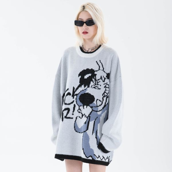 

2021 new sweaters streetwear men women autumn clothes knitted chuckling dog hip hop casual harajuku oversize warm pullover jumper okba, White;black
