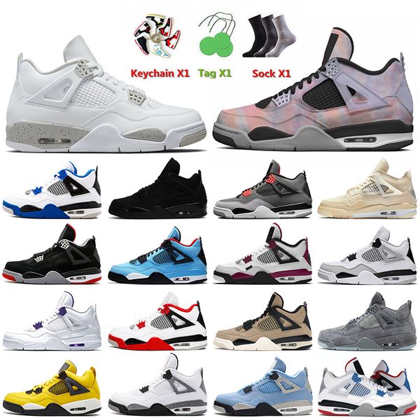 

2022 fashion jumpman 4 basketball shoes 4s zen master white oreo infrared military black cat sail fire red thunder with socks women mens
