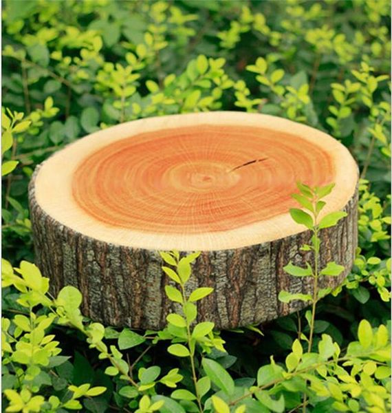 

pillow 1pc stump shaped decorative pillows cute round woods grain soft plush chair seat cushion home car decor ic673462