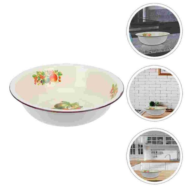 

bowls 1pc retro enameled basin thickened mixing kitchen supplies random style
