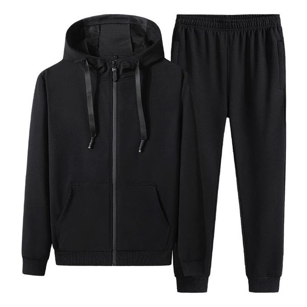 

new mens sportswear sets spring autumn tracksuit two pieces cotton set hooded coat + pants male casual clothing asian size -3xl, Gray