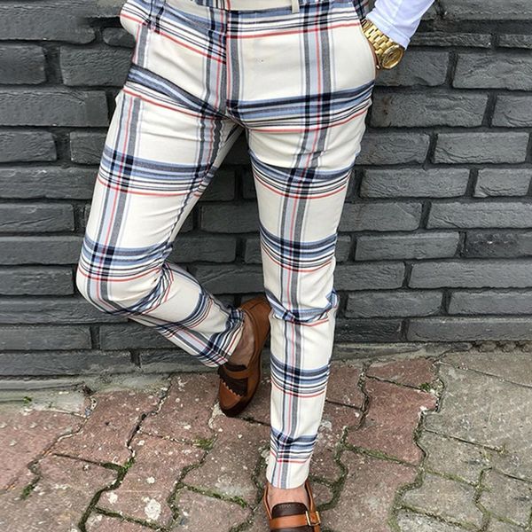 

2021 men new fashion colored plate evening feast soft pencil long broek for male plus size, Black