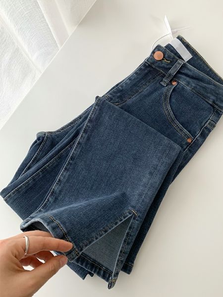 

2021 new soft high waist women's trousers denim streetwear jean vintage full girls jeans woman pants straight femme pantalon mujer gb8h, Blue