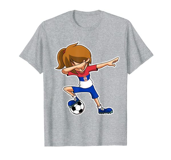 

dabbing soccer girl serbia jersey, serbian kids dab gifts t-shirt, White;black