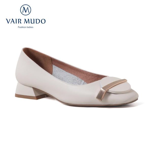 

dress shoes vair mudo women pumps fashion low heels spring autumn mary janes genuine leather square heel concise office d146l, Black