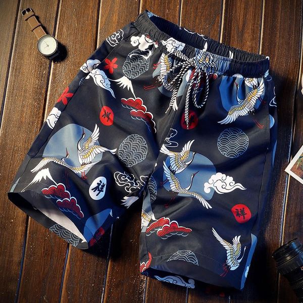 

men's shorts summer beach pants thin men quick drying loose couple knee length plus size flower ropa hombre male clothing ed50dk, White;black