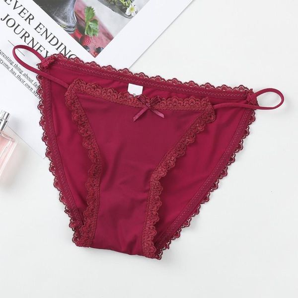 

women's panties -xl bowknot lace lingerie briefs female cotton underwear seamless low waist ladies underpants thongs, Black;pink