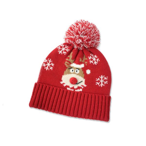 

hat autumn and winter jacquard christmas knitted wool parent-child wool ball, Blue;gray