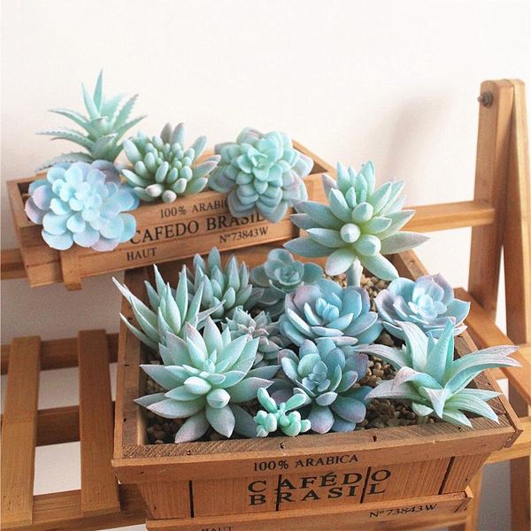 

blue flocking artificial succulents plants flower arrangement accessories fake plants diy wedding wall planta artificial bonsai