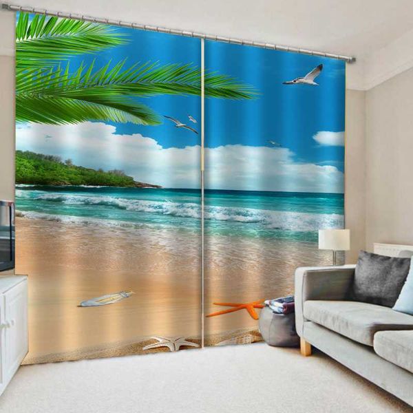 

curtain & drapes modern scenery window blackout nature curtains for living room bedroom beach cortinas
