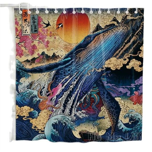 

shower curtains japanese style ukiyoe digital printing by ho me lili curtain mildewproof and waterproof polyester dry wet separation