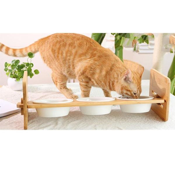 

dog bowls & feeders pet supplies environmental feed the single and double bamboo frame adjustable height solid wood ceramics meal table basi