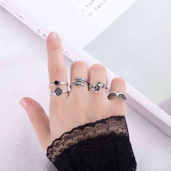 

ring korean fashion feather wings thai silver female indifference net red same petal opening ornament