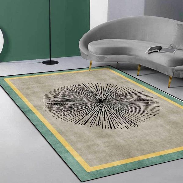 

fashion modern minimalist gold frame green edge black line living room bedroom bedside carpet floor mat customization