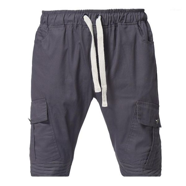 

men's shorts sport cargo men solid color bandage male casual loose sweatpants drawstring straight masculino 2021, White;black
