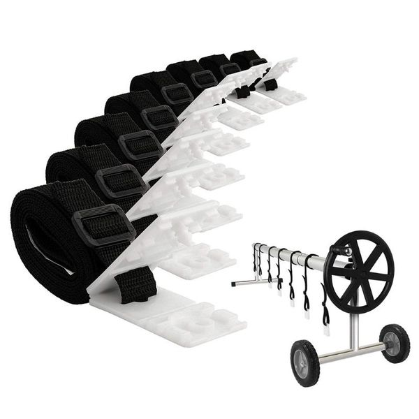 

pool & accessories 8 sets cover roller attachment solar blanket straps kit universal strapping for reel accessory