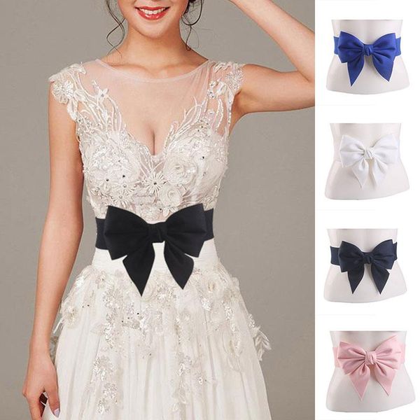 

belts korean bow waist band for women dress accessories solid color wide belt fashion casual elastic waistband high quality, Black;brown
