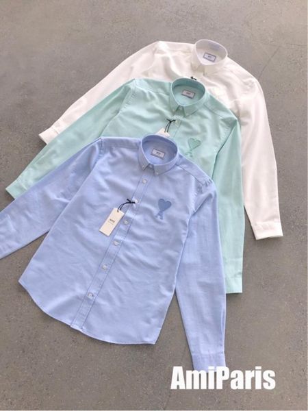 

men's casual shirts spring/summer 2021 ami-men and women same paragraph cardigan long-sleeved loose plus high-quality shirt, White;black