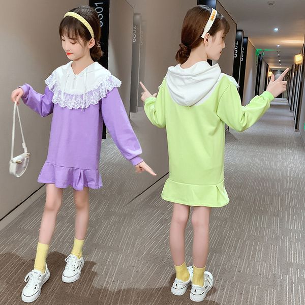 

2021 teenager hoodie from long sleeves girls ed in tie springtime new autumn kids wear t-shirt occasional girl's ywgs, Black