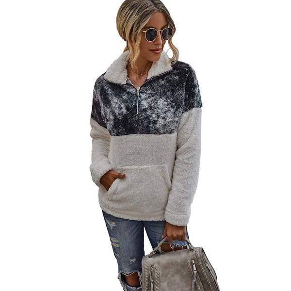 

women's hoodies & sweatshirts autumn winter women long sleeve warm velvet sweatshirt womens fashion patchwork hoodie polerones mujer 2, Black