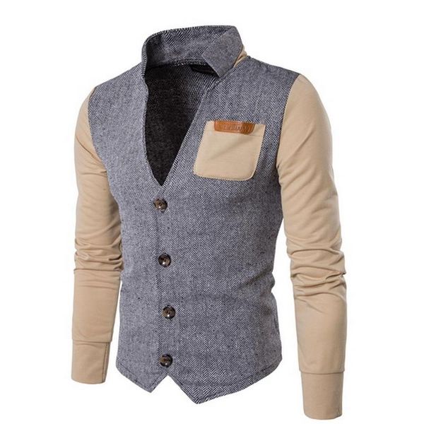 

men's jackets nice men patchwork jacket suit, Black;brown