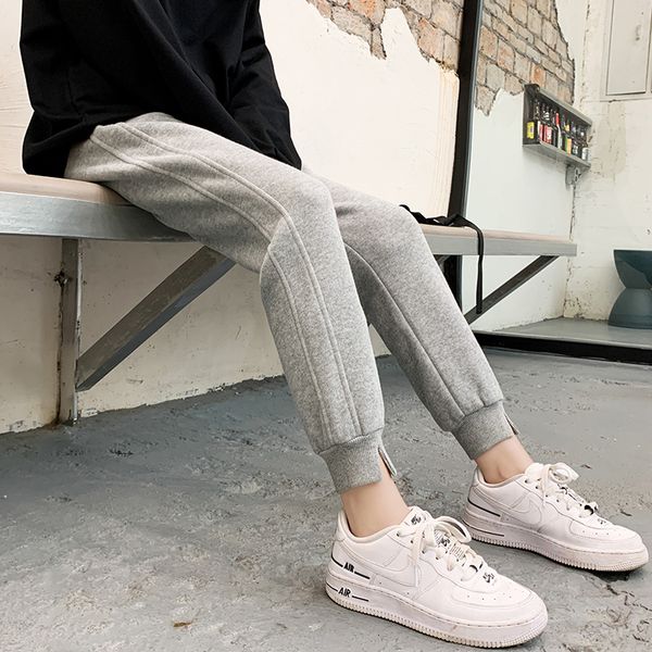 

casual female sports 2021 autumn new winter plus thick velvet released leisure feet and red pants ivgg, Black;white