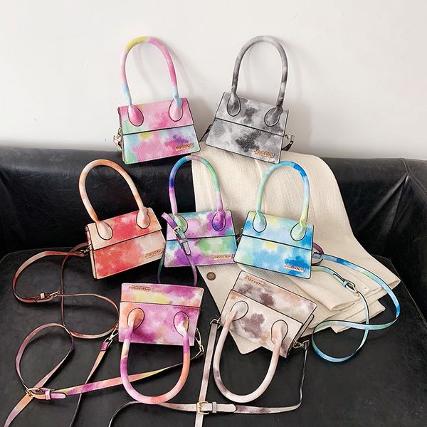 HBP designer bolsas de ombro bolsa pequena crossbody couro pu alta qualidade bolsa colorida bolsa moda feminina menina compras bonito Tie Dye PS092401