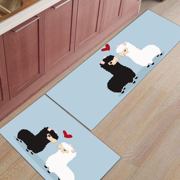 

cushion/decorative pillow 2pcs/set kitchen mat lovely cartoon alpaca couple floor carpet door mats entrance non-slip rug for living room