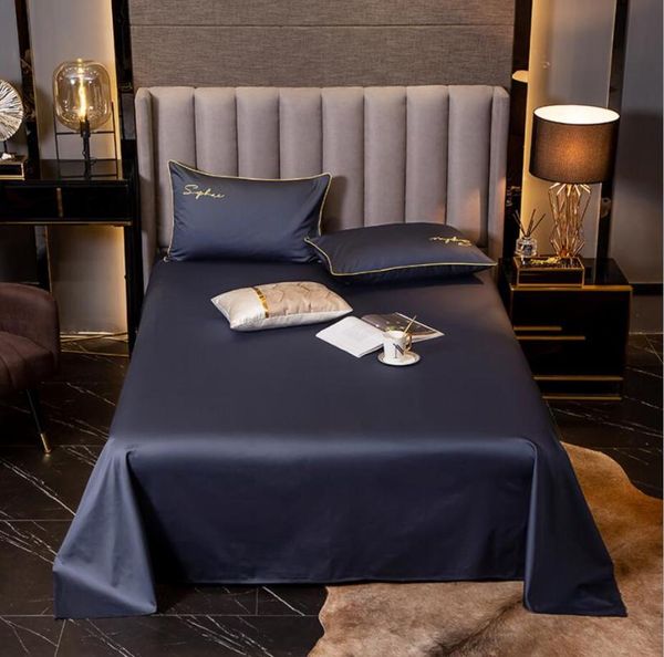 

sheets & sets pure cotton navy blue bedding bed sheet cses king queen size solid color simple el bedcover flat home textile