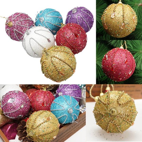 

party decoration 35#8cm merry christmas rhinestone glitter baubles ball xmas tree ornament for home hanging