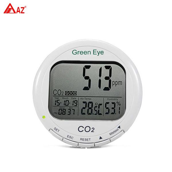 

gas analyzers az digital lcd indoor co2 meter temperature and relative humidity monitor audible alarm warns relay function 0~9999ppm