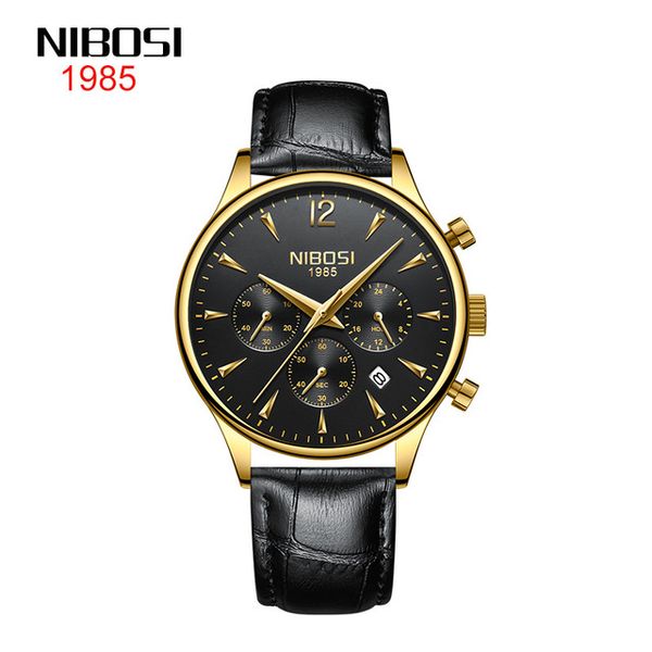 

19 style nibosi ultra-thin waterproof fine steel band quartz watch watch students women men's watch black belt gold shell black dail, Slivery;brown
