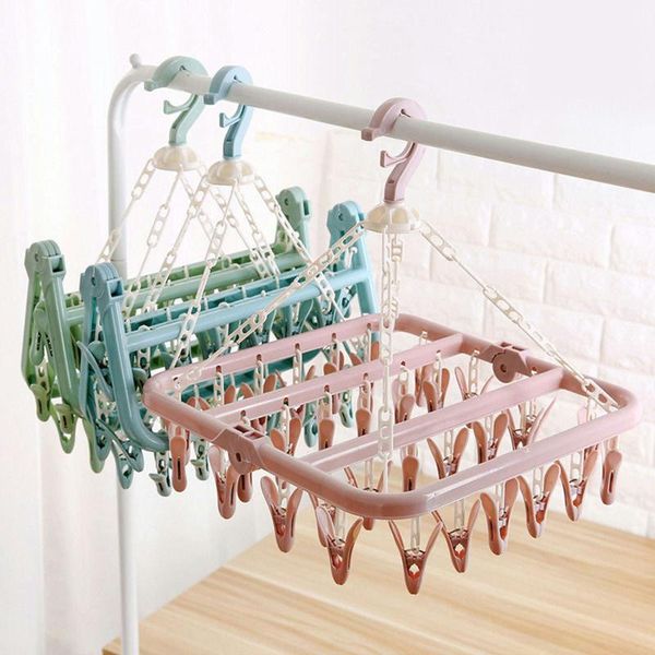 

f# 32 clips portable socks cloth hanger rack clothespin multifunctional drying rack sock holder wardrobe storage cloth hangers