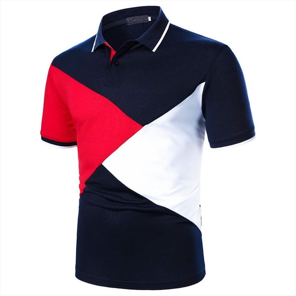 

fashion personality shirt short sleeved mens polo casual slim patchwork business quick drying man clothes blusas, White;black