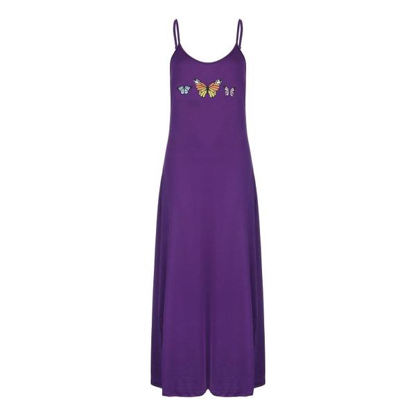 

casual dresses women's butterflies printing deep v purple summer dress adjustable sling long korean style s-2xl, Black;gray