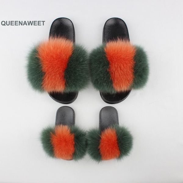 

slippers fur non-slip fluffy plush shoes slides female flip-flop home furry sandals for women and kid, Black