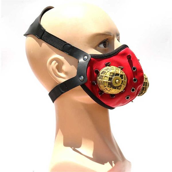 

rivet bandage latex half face stage makeup party prop mask red