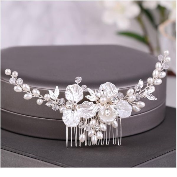 

new silver color leaf flower hair jewelry wedding hair comb accessories women hair comb handmade bridal headpieces de qylirg