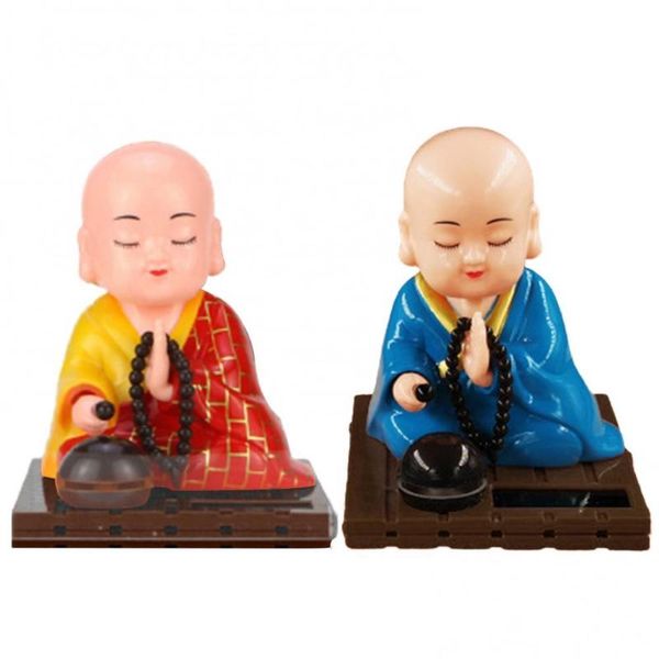 

interior decorations solar powered shaking head monk toy home office desk car ornament crafts gift