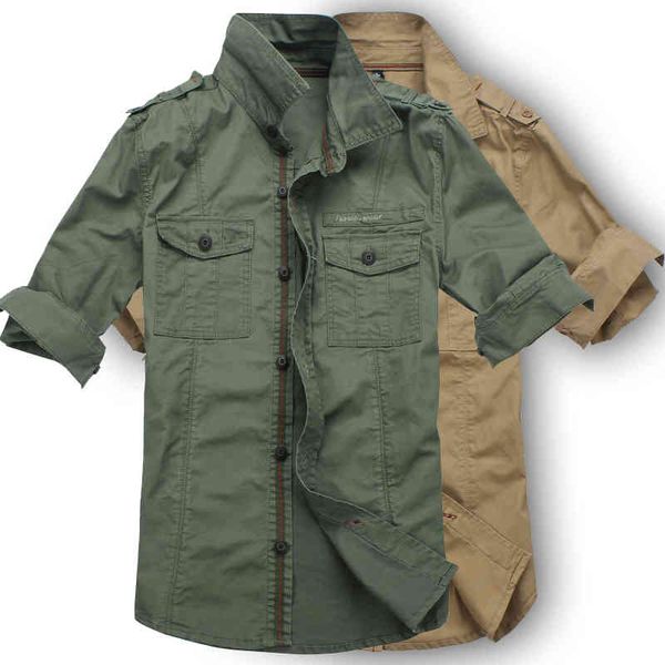 

men's casual shirts military man of men long sleeve multi-pocket army s male shirt cotton fashion work done with loose tools more 2d48, White;black