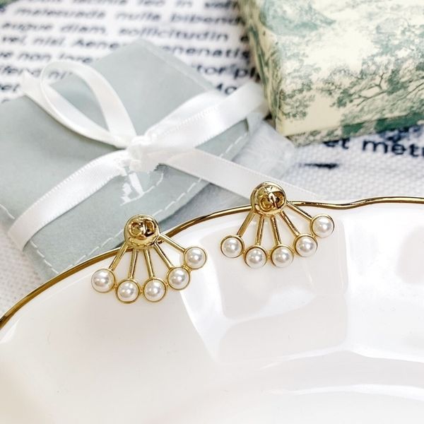 

special offer 75% off outlet online family letter pearl sector 925 silver needle female earrings high edition o9a3